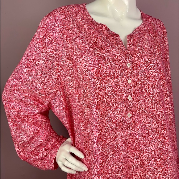 Liberty Art Fabrics Tunic Top Pink White Floral Cotton Women’s XXL - Picture 5 of 14